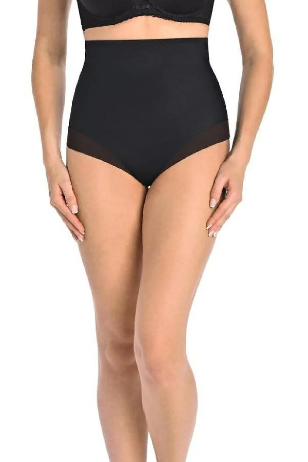 culotte gainante taille haute noire sculptante modelante ventre plat maintien renforcé bandes larges microfibre extensible maille transparente sans couture invisible