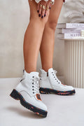 Bottes pour femmes audacieuses élégantes cuir blanc lisse haute qualité fermeture éclair latérale semelle caoutchouc éclaboussures logo beige