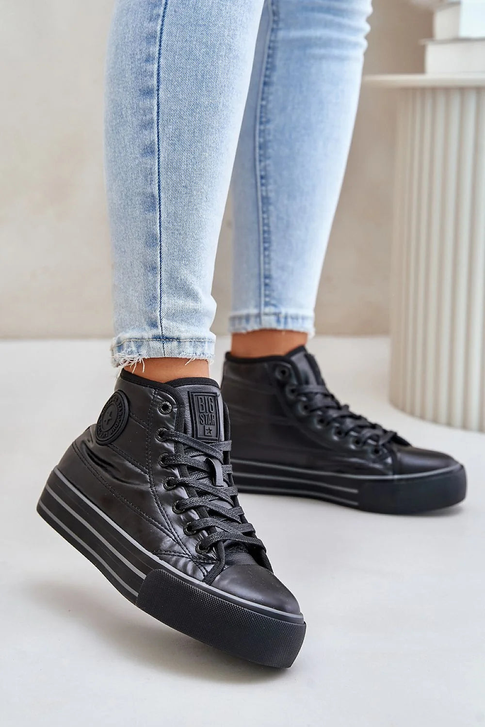 Baskets montantes femmes style classique cuir synthétique noir lacets noirs logo logo logo logo logo logo logo logo logo logo logo logo logo logo