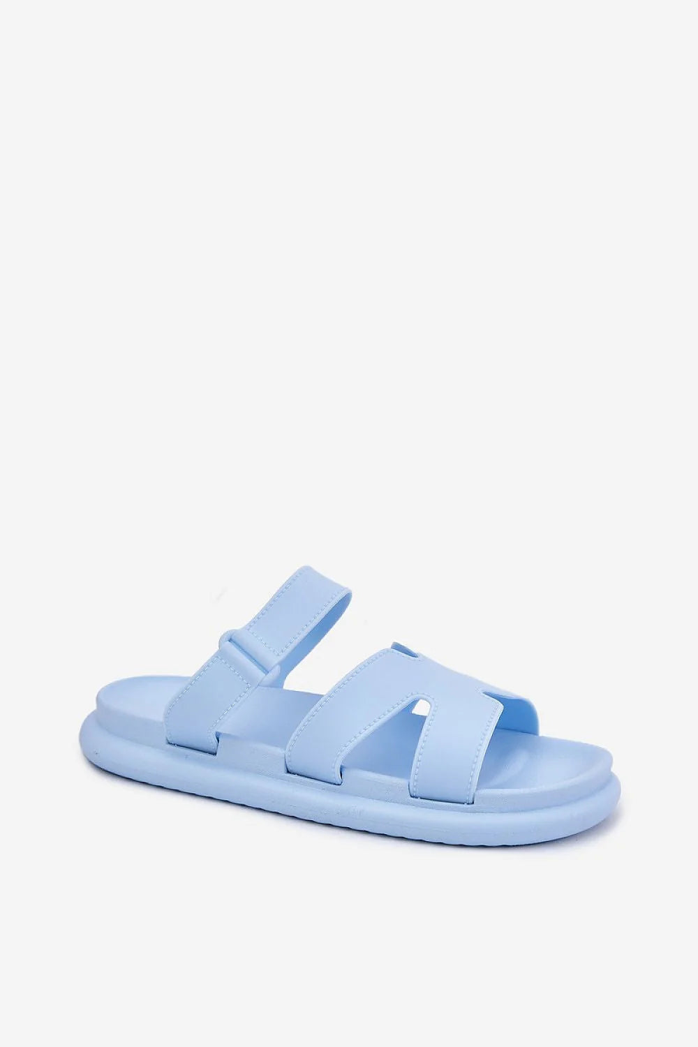 sandales femmes modernes brides croisées réglables scratch bleu ciel cuir synthétique semelle plateforme épaisse antidérapante confort maintien minimaliste