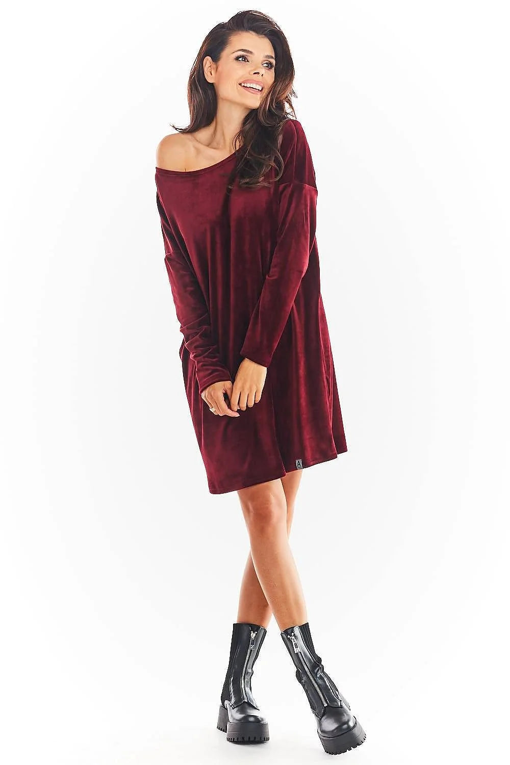 Nuisette en velours bordeaux élégante et confortable manches longues coupe ample pour occasions semi-formelles