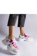 baskets Solea femme chunky lowtop semelle plateforme crantée amortie cuir synthétique mesh blanche fuchsia jaune bleu métallisé lacets rembourré adhérente