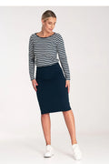 Robe de jour Figl robe deux pièces manches longues rayures coton elasthanne style maritime couleur bleu marine blanc femmes