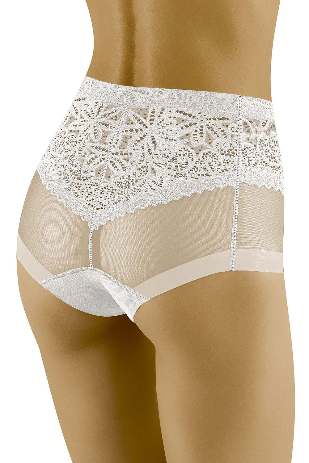 culotte taille haute dentelle noire florale tulle transparent maintien couvrante stretch confortable élasthanne polyamide bordure festonnée élégante raffinée