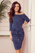Robe de jour en viscose élasthanne sportive chic manches 3/4 poches femme élégante et confortable