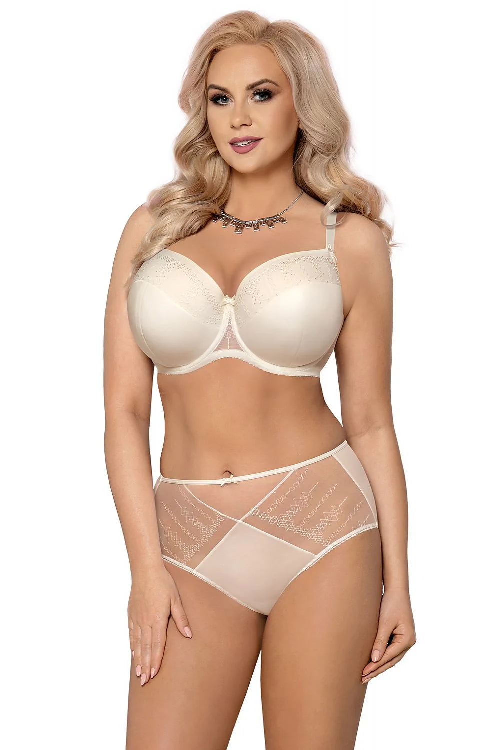 Soutien-gorge rembourré mousse broderies géométriques élégant confort collection polonaise lingerie printemps-été raffinée