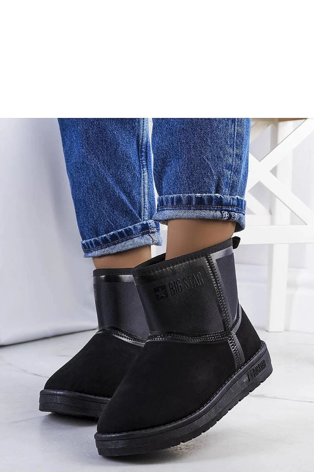 Bottines de neige en cuir suédé écologique, doublure fourrure, style moderne, semelle caoutchouc durable, BIG STAR, pour femmes