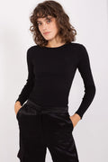 ensemble femme pull manches longues ajusté côtelé col rond pantalon taille haute fluide satiné poches mains coeur brodé