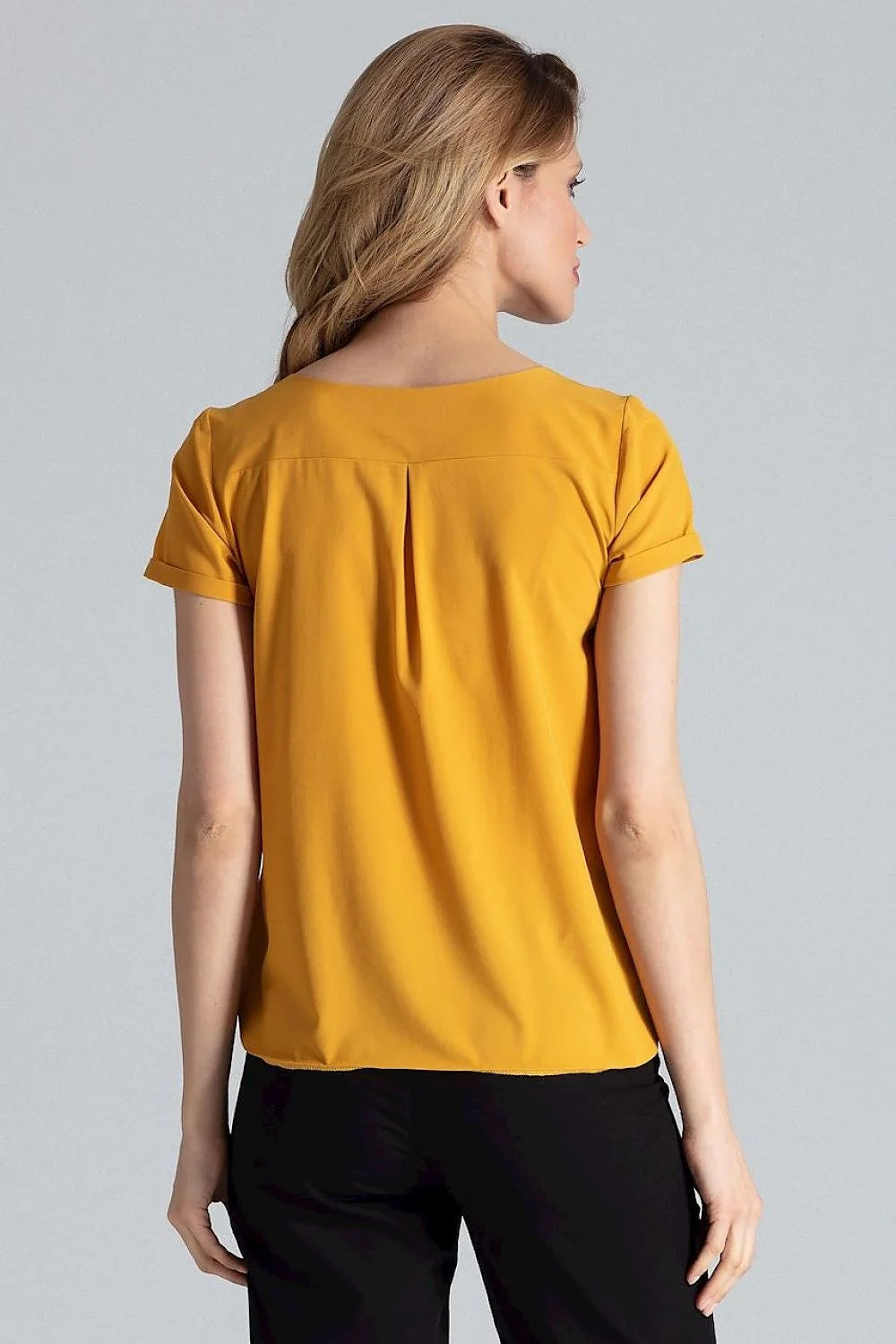 Chemisier Figl en polyester et élasthanne manches courtes col en V motifs floraux et animaliers beige marron noir femme