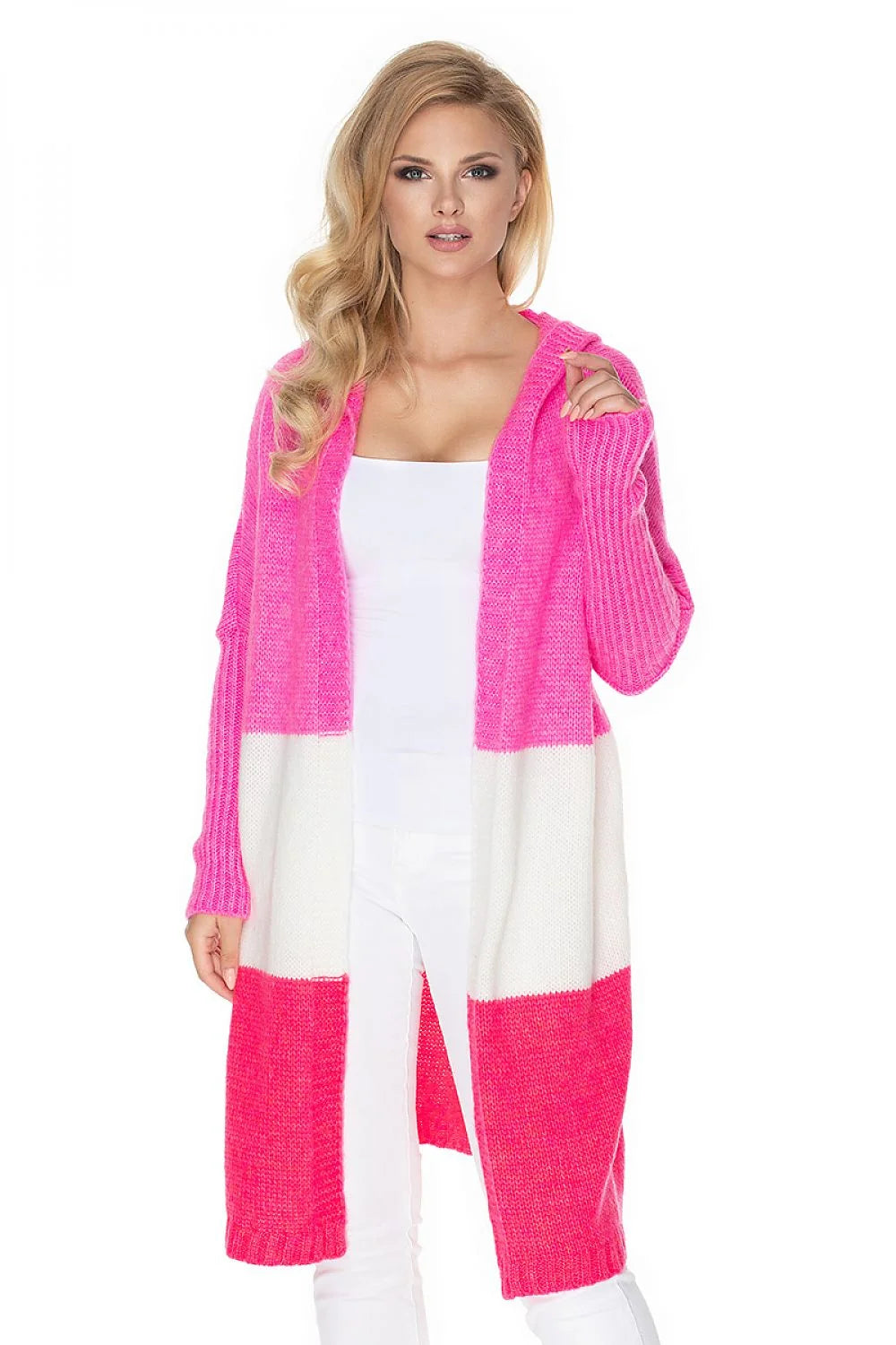 Cardigan tricot en laine coupe ample moderne blocs de couleur pastel pour femmes printemps automne