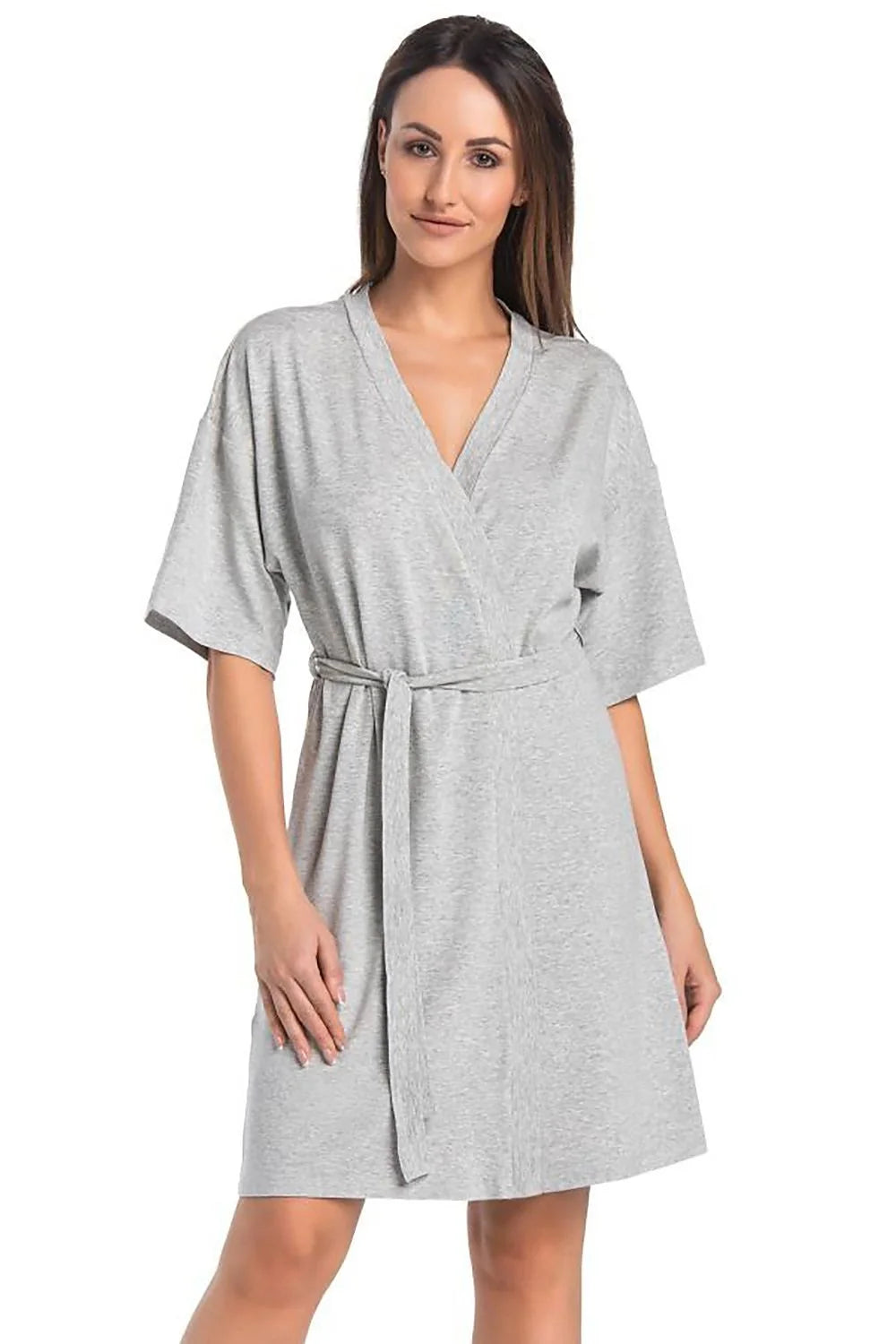 Robe de chambre femme style kimono en viscose élasthanne 5% manches larges col V ceinture incluse tailles XS à XXL