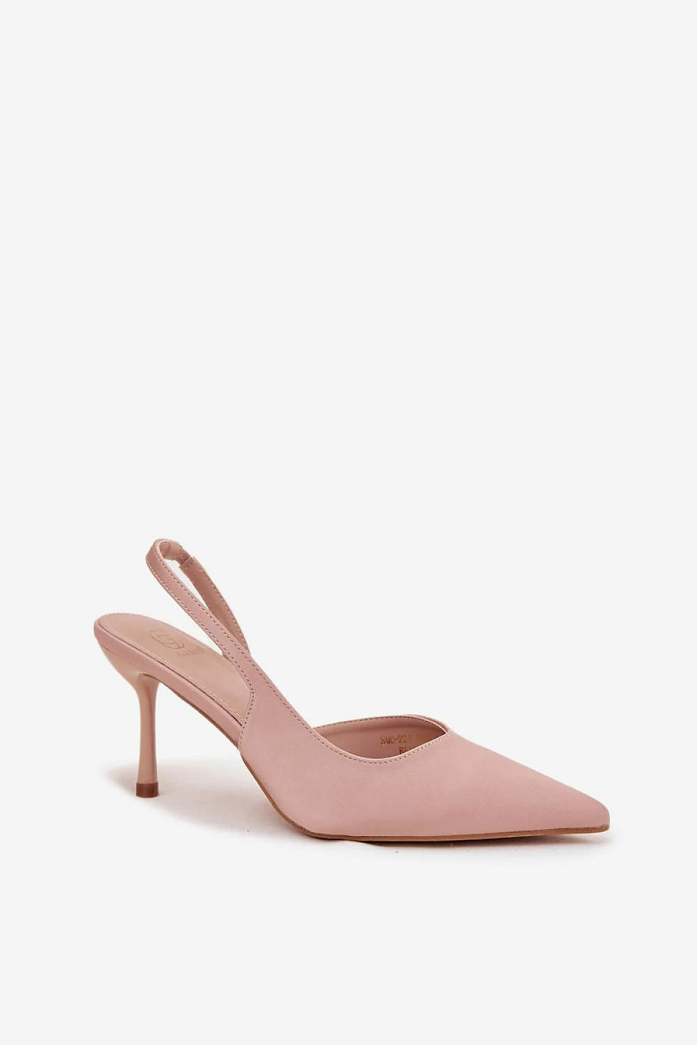 escarpins femme slingback bout pointu talon aiguille 8cm rose poudré tige lisse cuir synthétique bride arrière ouverte élégante