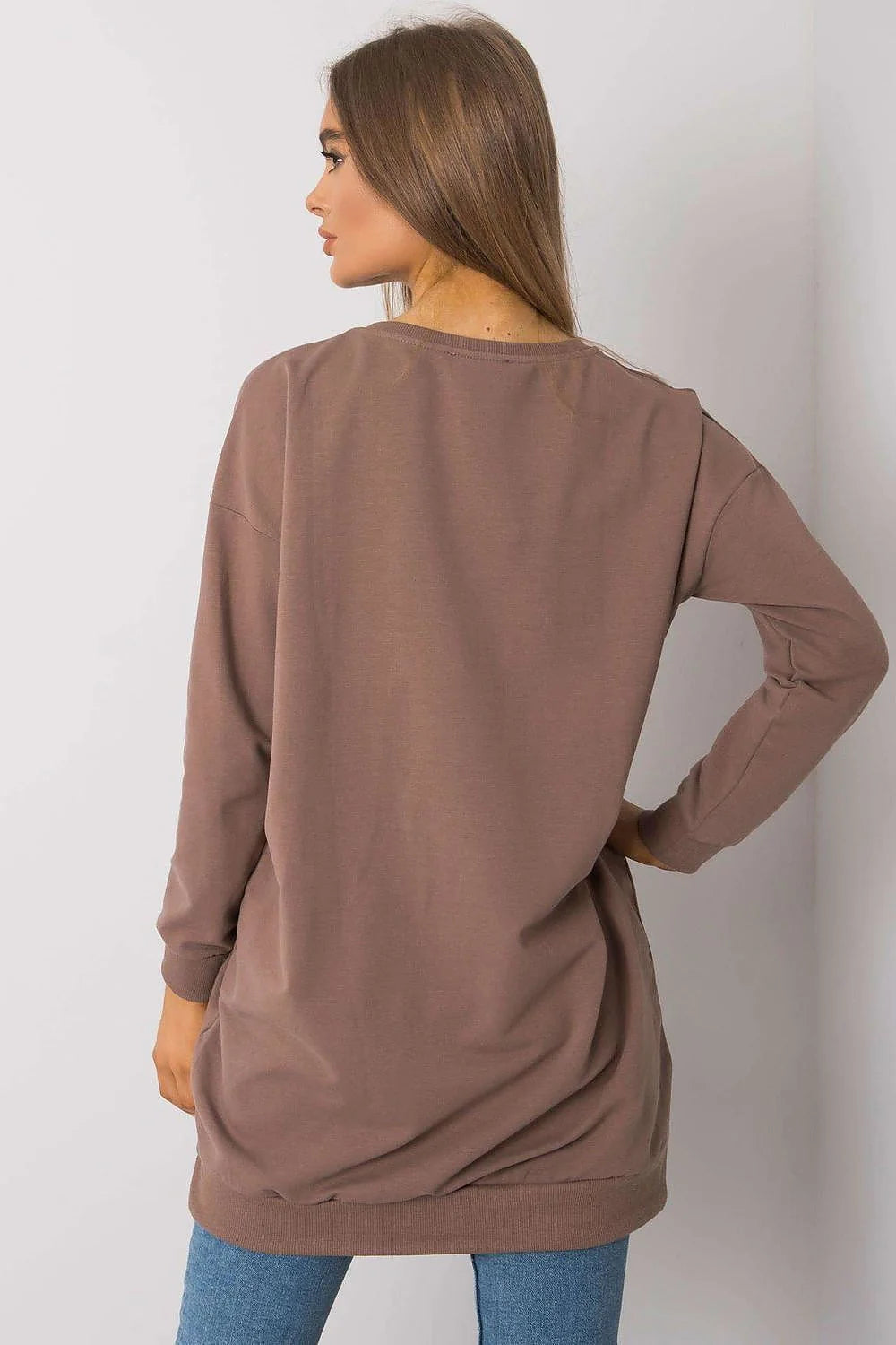 Sweatshirt femme design cœur love doré beige rosé coton polyester manches longues encolure ronde coupe ample