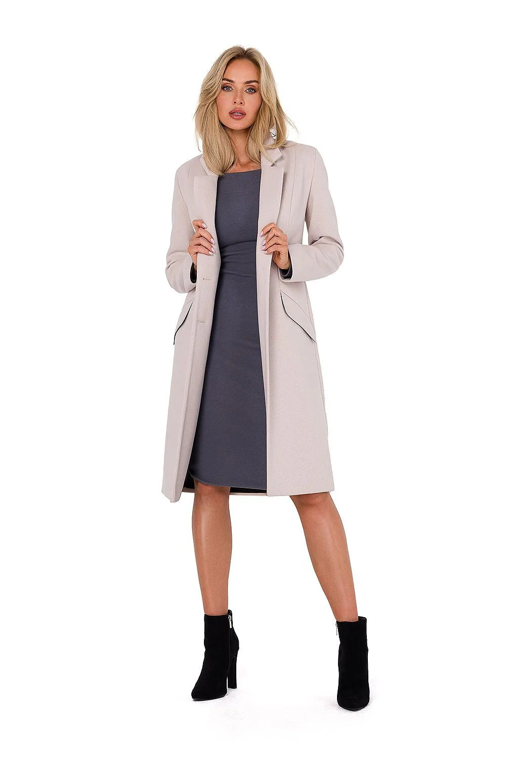 Manteau Moe pour femme long col matelassé asymétrique Polyester 100% coupe classique élégance confort automne hiver