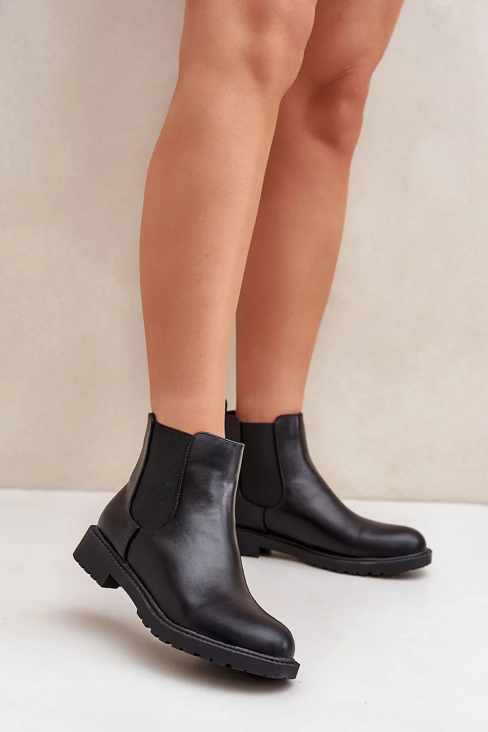Bottines Jodhpur Step in style Chelsea cuir artificiel noir talon plat 3cm tige 12.5cm femmes
