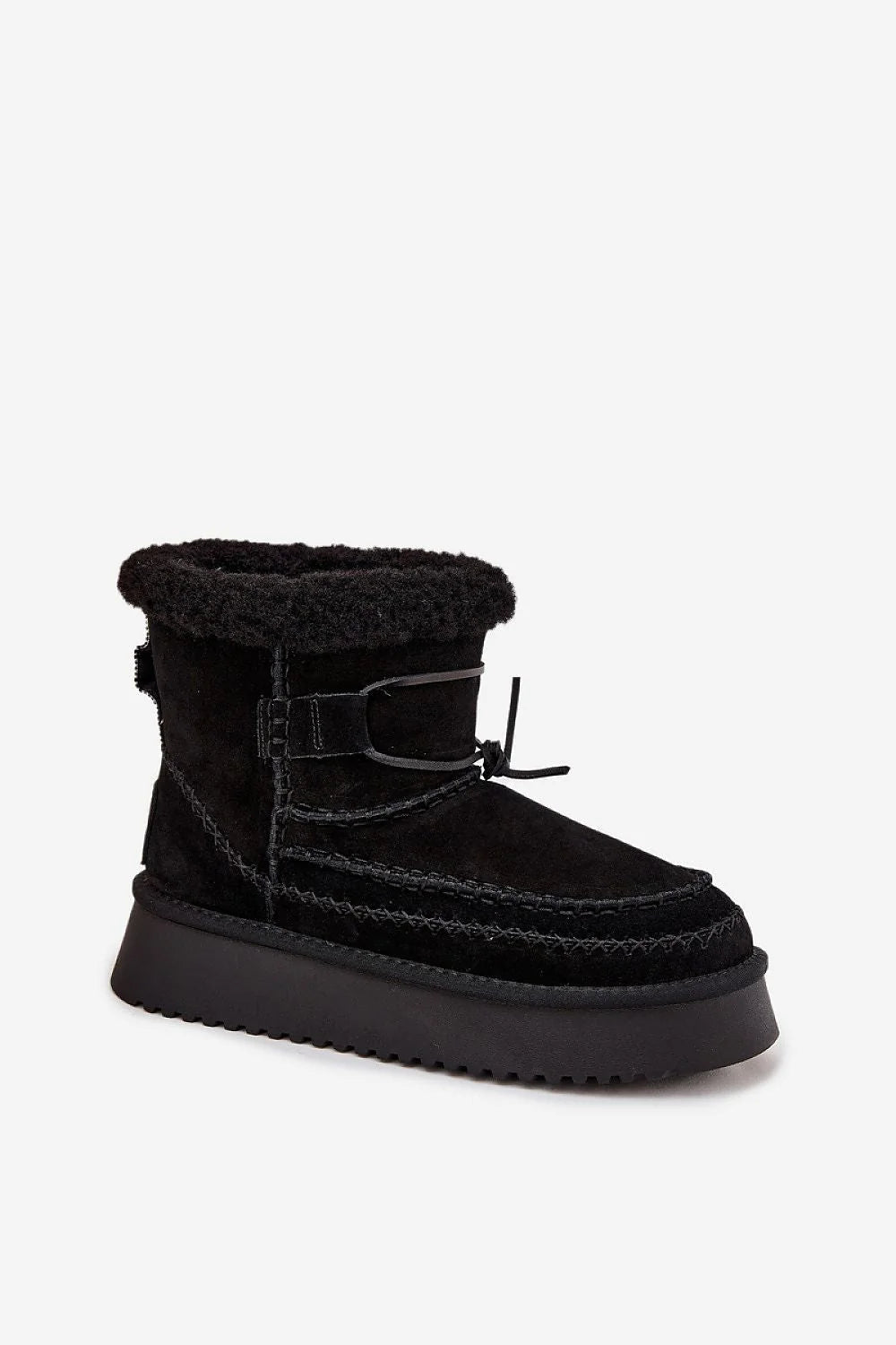 bottes neige femme BigStar daim suédé naturel premium durable élégante plateforme 35mm semelle antidérapante tige 145mm surpiqûres fourrure