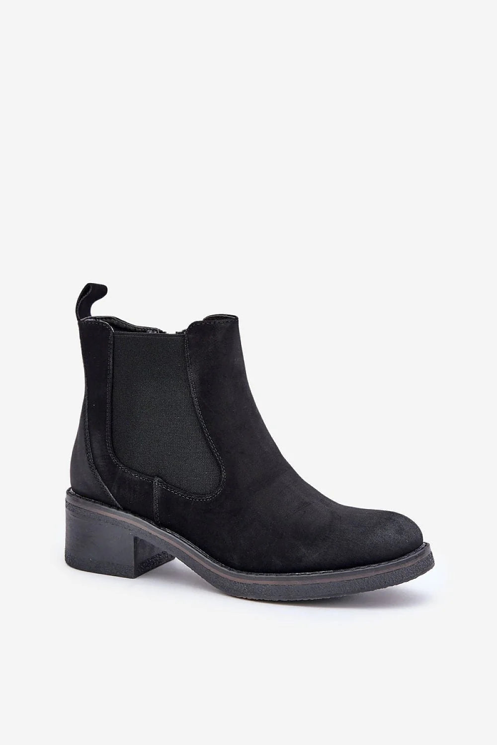 Bottines femelles Jodhpur Step in style cuir suédé écolo talons bas bout rond fermeture éclair