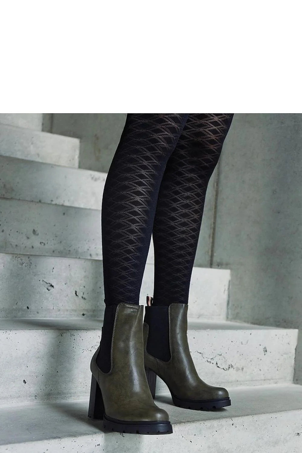 bottines chelsea femmes olive foncé simili cuir talon carré confortable semelle crantée antidérapante bout arrondi élastiques doublure chaude