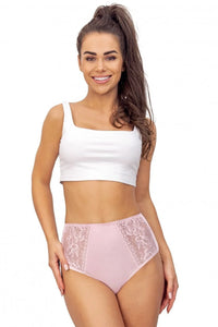 culotte taille haute viscose douce extensible elasthanne dentelle latérale florale rose poudré couvrante maintien ventre bande elastique finitions plates confort