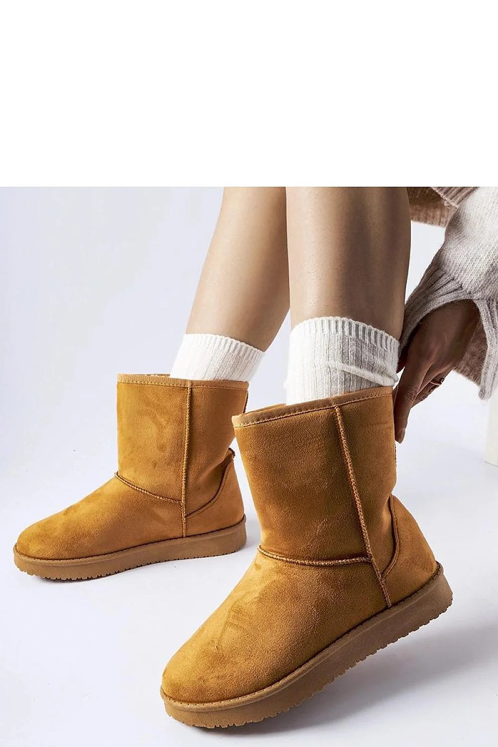 Bottines de neige classiques en daim camel mi-haute pour femme, style UGG, semelle anti-glisse, doublure chaude, confortable, polyvalente hiver