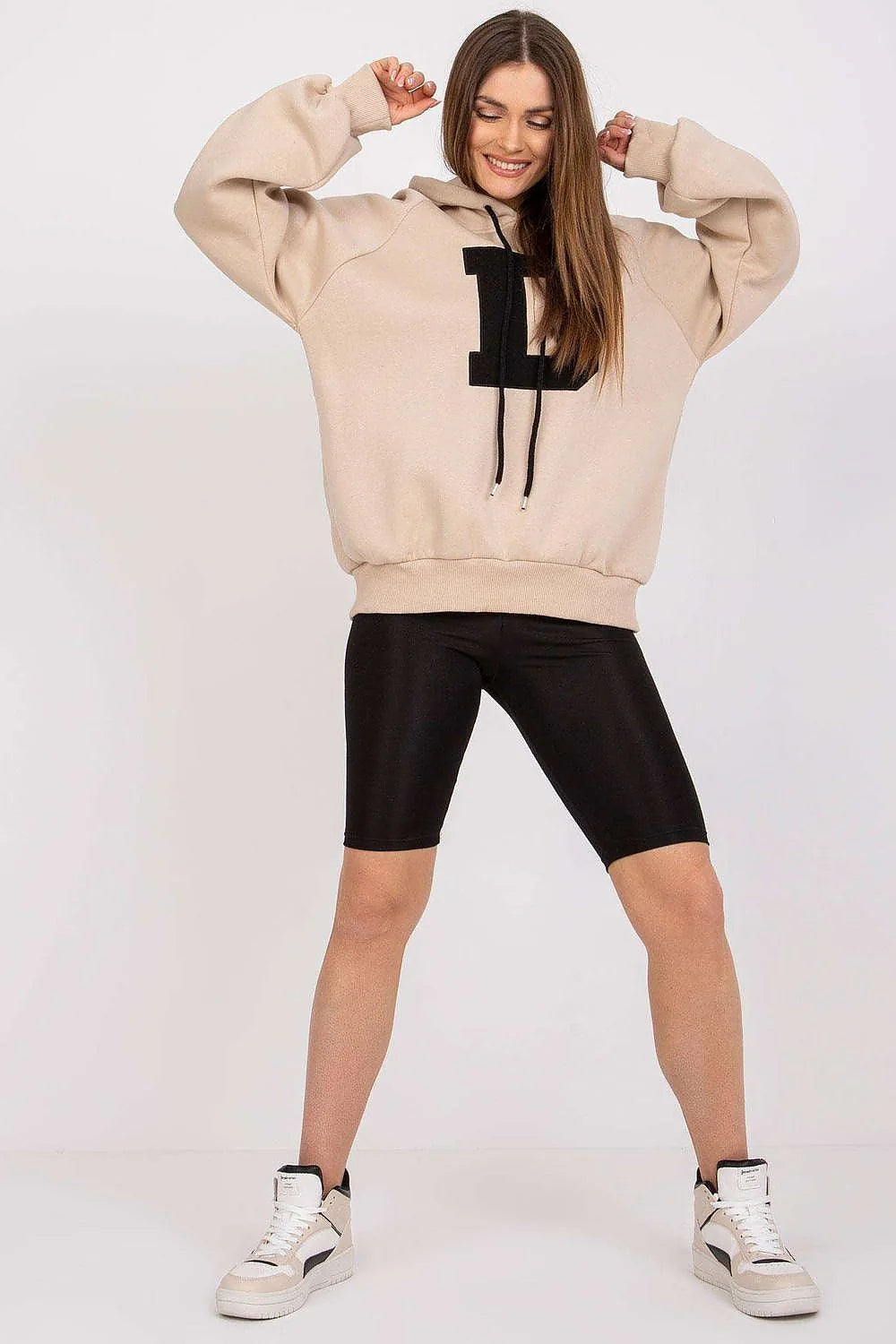 Sweatshirt femme oversize coton polyester bleu vif urbain moderne confortable manches longues GRL PWR