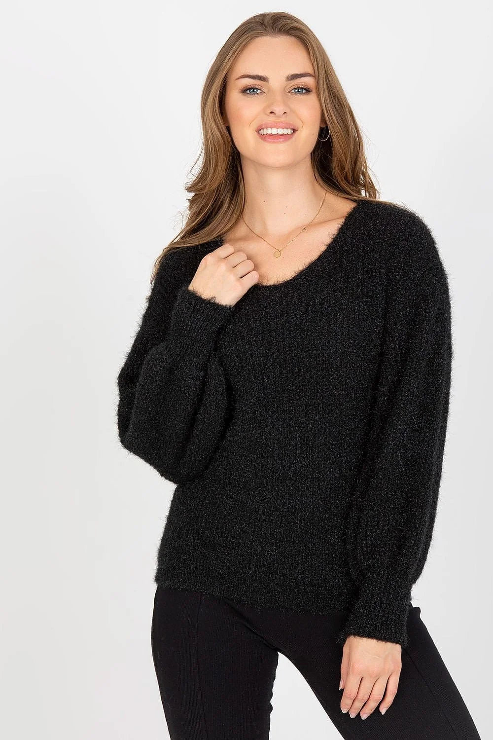 Pull pour femme Chandail Och Bella manches longues col rond style casual matières douces couleur beige
