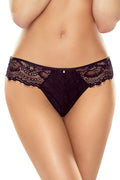 culottes bikini femme dentelle noire florale échancrée festonnée semi transparentes doublées coton élasthanne stretch taille haute