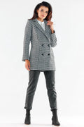 Manteau pour femme élégant à carreaux pied-de-poule double boutonnage en polyester 100 % taille ajustable occasions multiples style intemporel