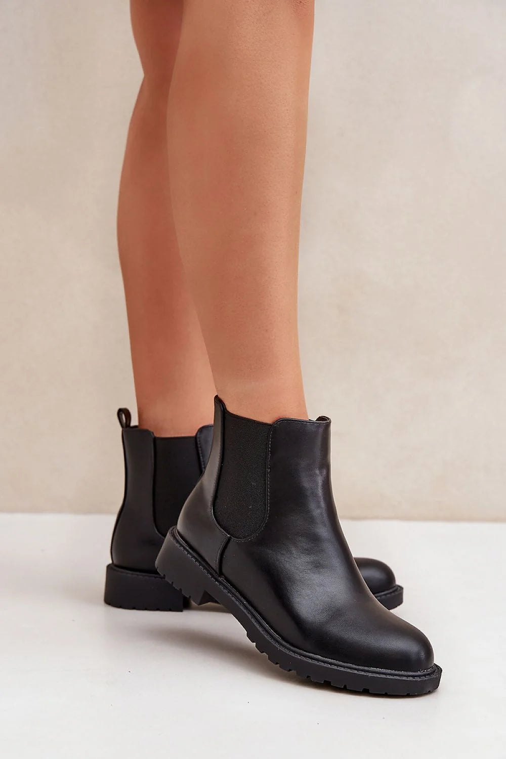 Bottines Jodhpur Step in style Chelsea cuir artificiel noir talon plat 3cm tige 12.5cm femmes