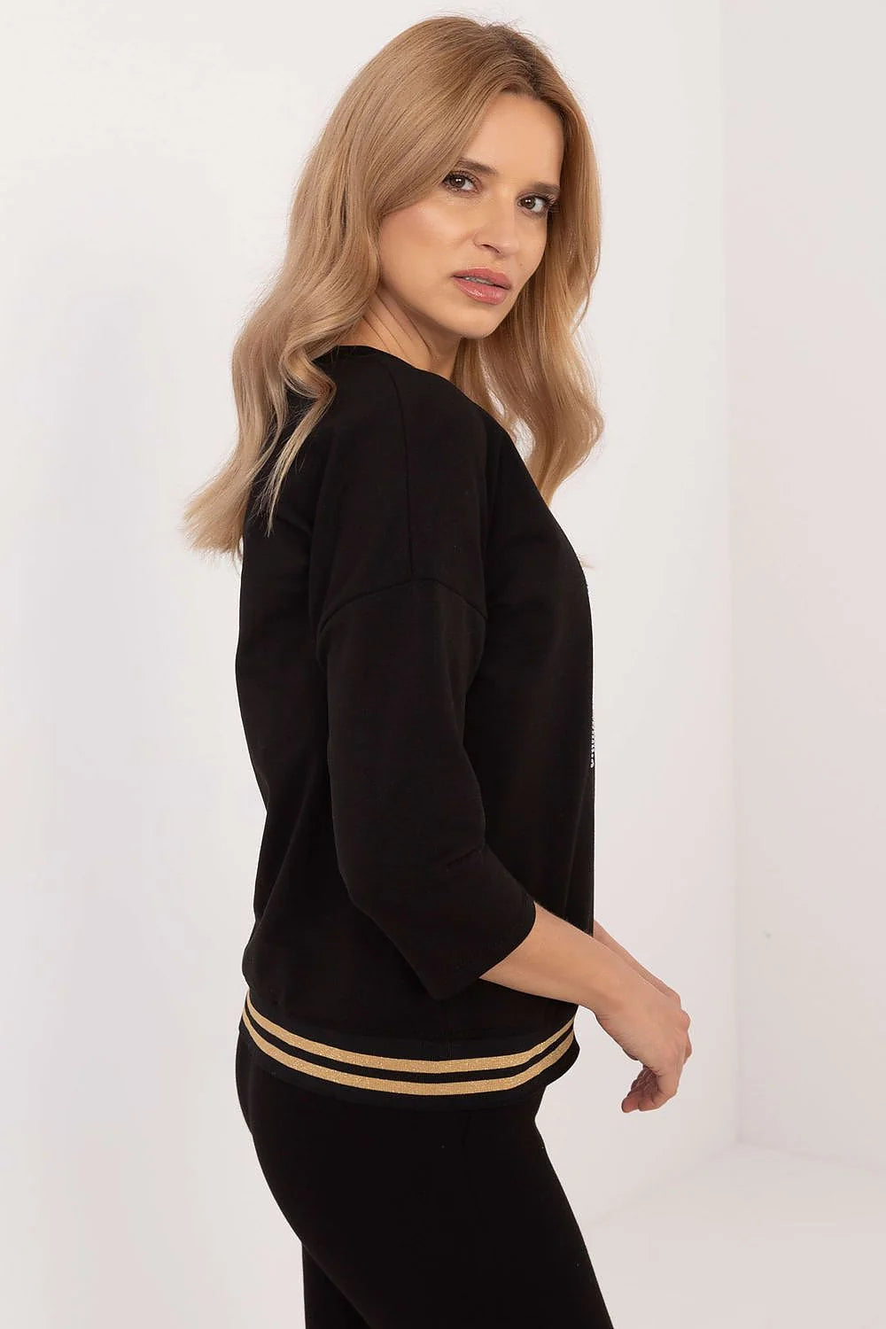 chemisier femme motif floral coeur doré coton élasthanne manches trois quarts col rond coupe ample confortable chic casual