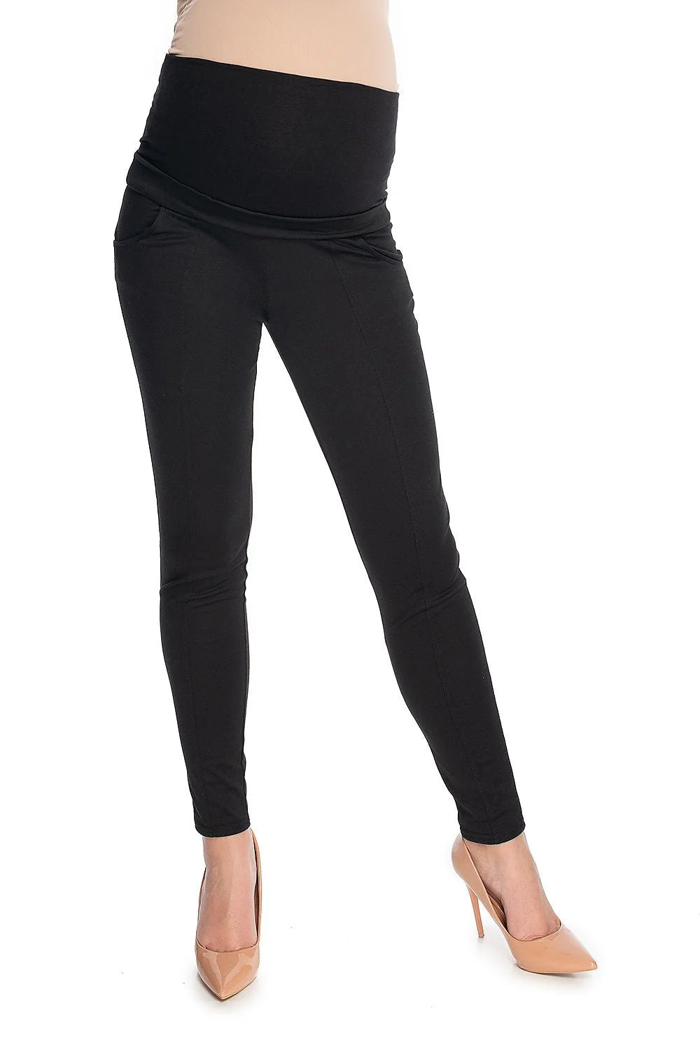 Pantalon de maternité noir extensible skinny confortable pour grossesse élégante et quotidienne femme moderne