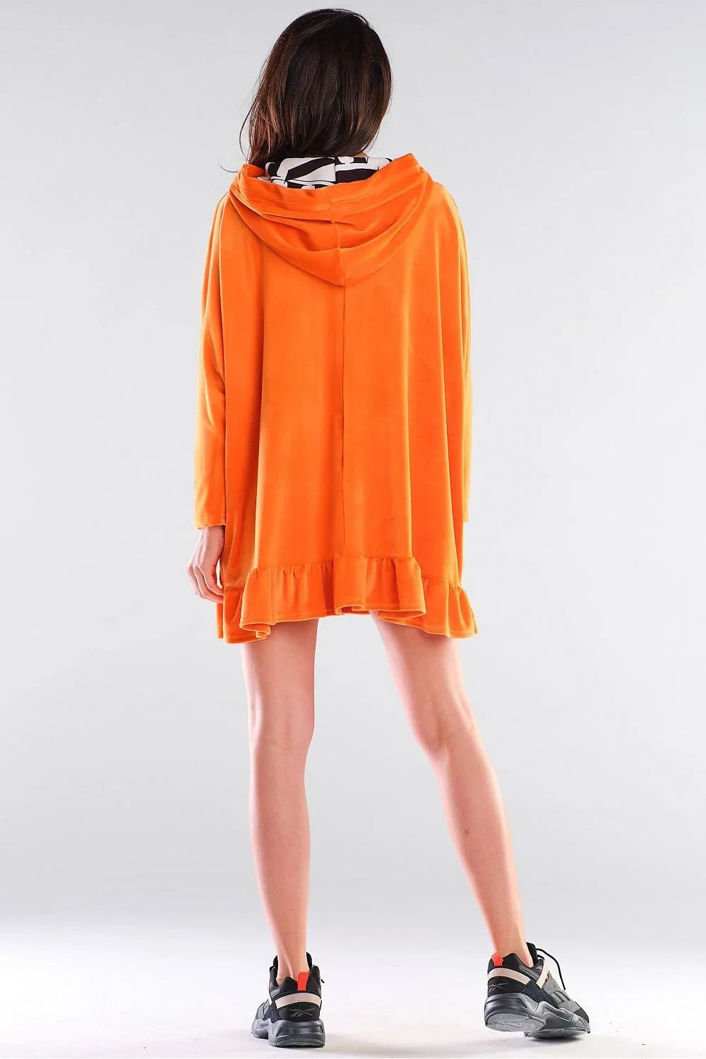 Robe sweat à capuche polyester spandex décontractée orange vif style moderne pour femme tendance streetwear