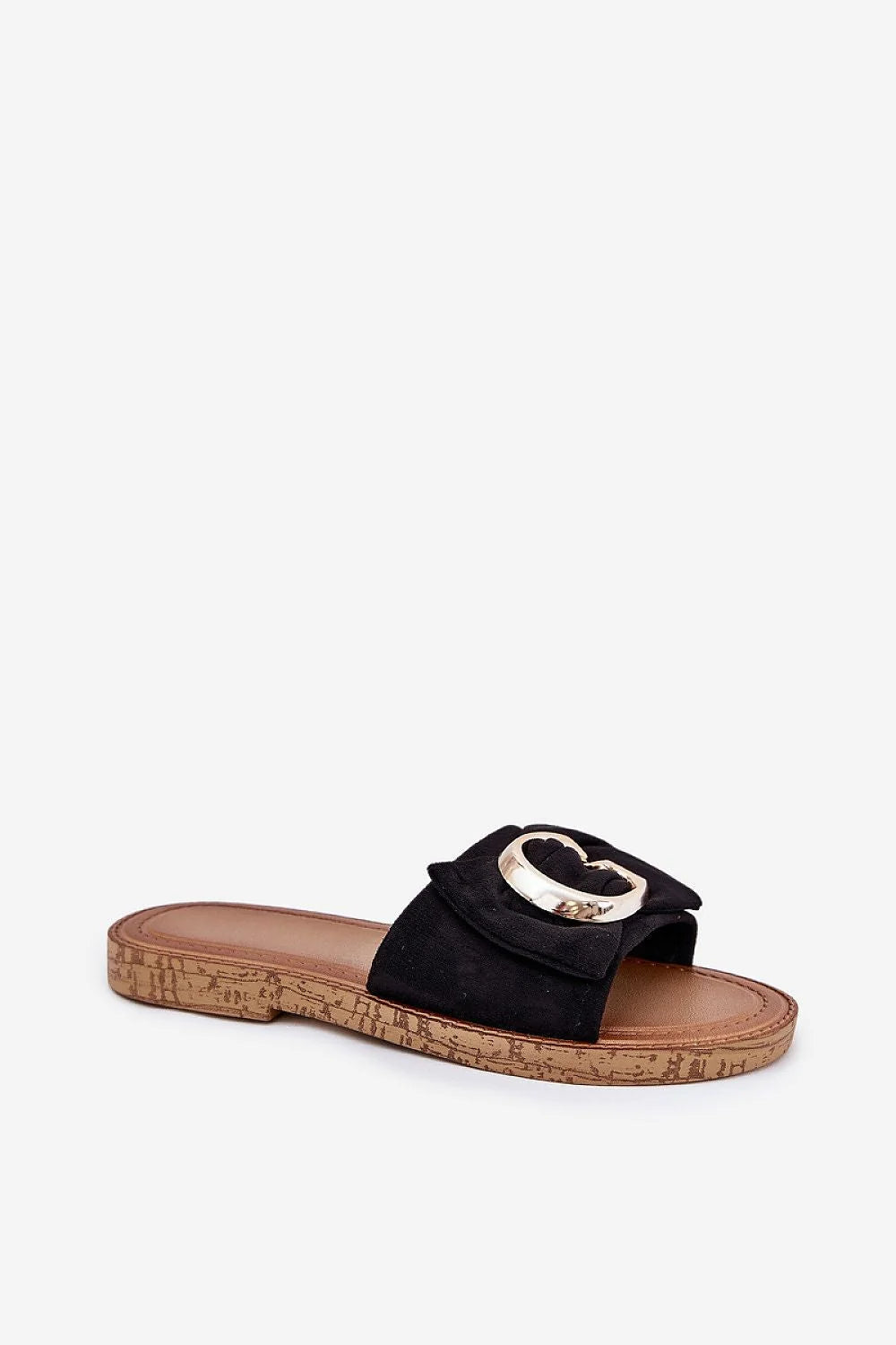 Sandales Plates Femmes Daim Écologique Détails Métalliques Style Élégant Confortable Occasion Estivale