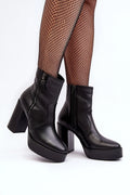 Bottes à talons aiguille en cuir noir lisse design audacieux modern style femme élégance talon renforcé plateforme confort