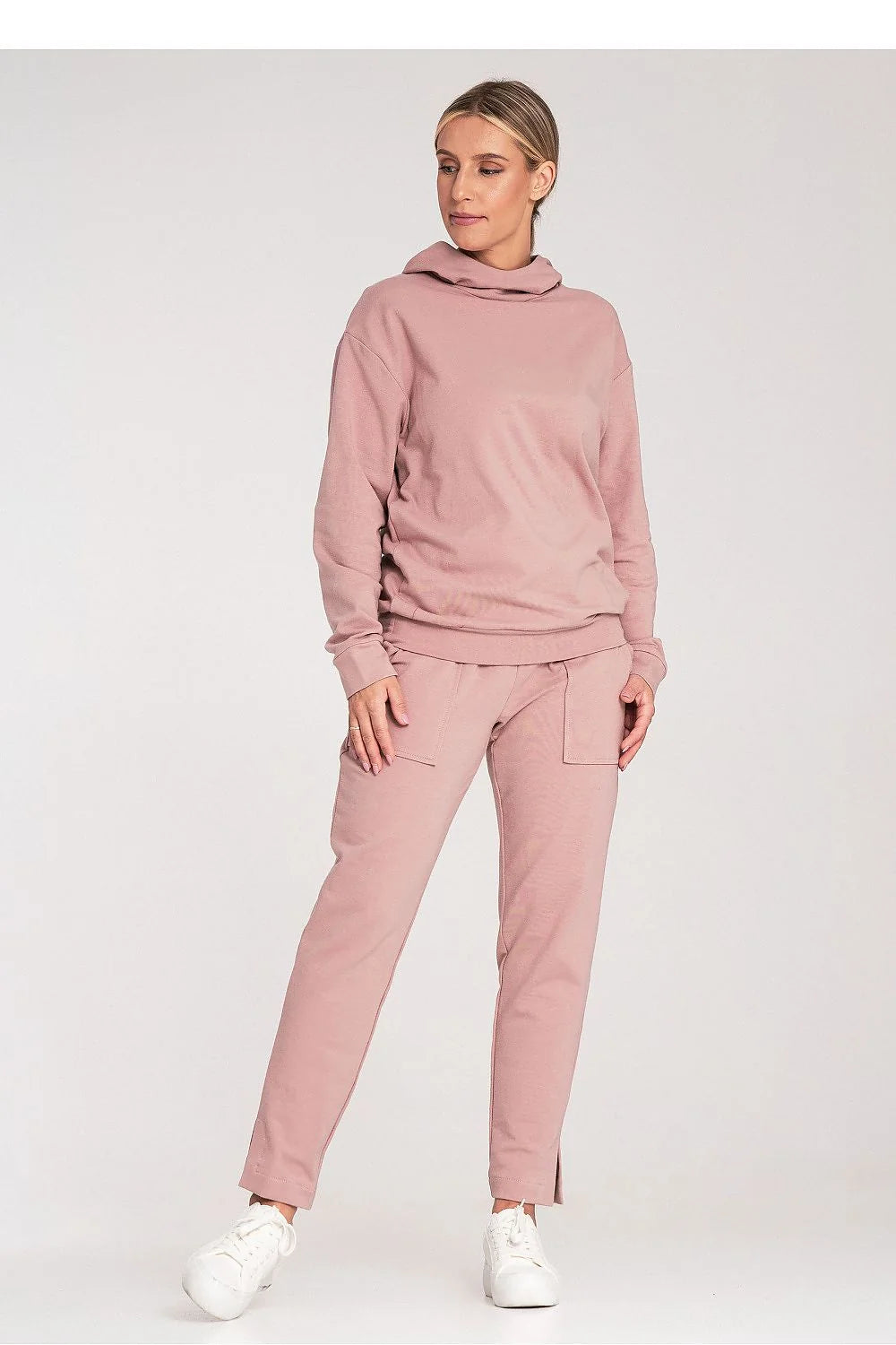 Pantalon survêtement Figl pour femmes en coton élasthanne taille élastique large jambe fuselée fendue poches grandes