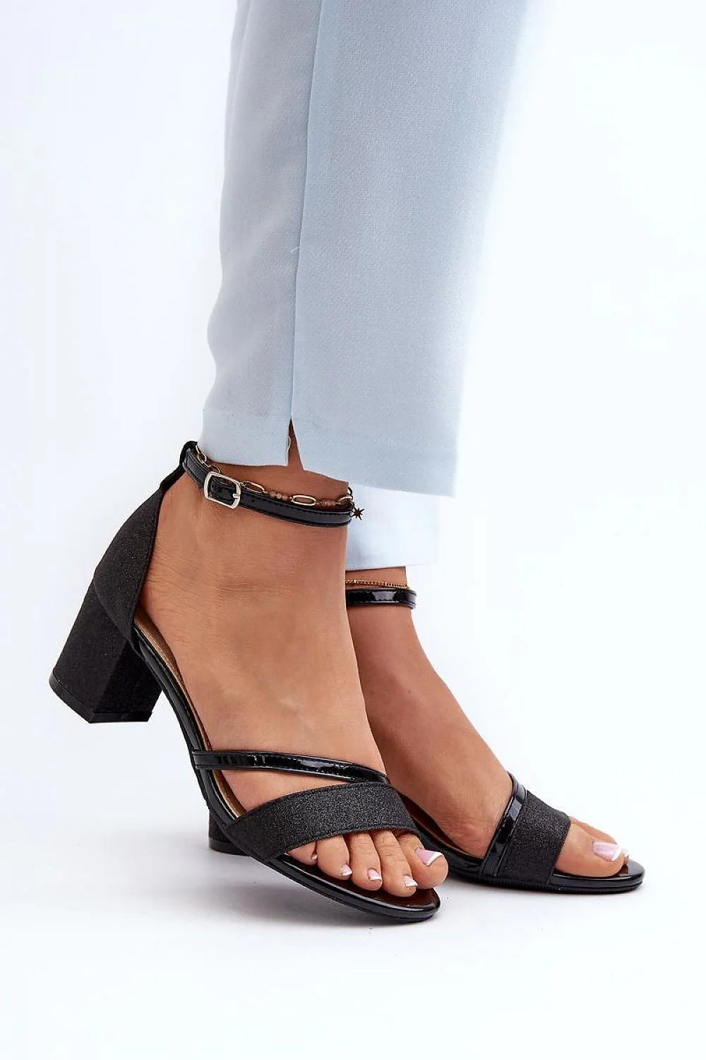 Sandales à talons Step in style Vinceza paillettes cuir écologique semelle cuir artificiel talon 6.5 cm ajustable femmes mariages soirées
