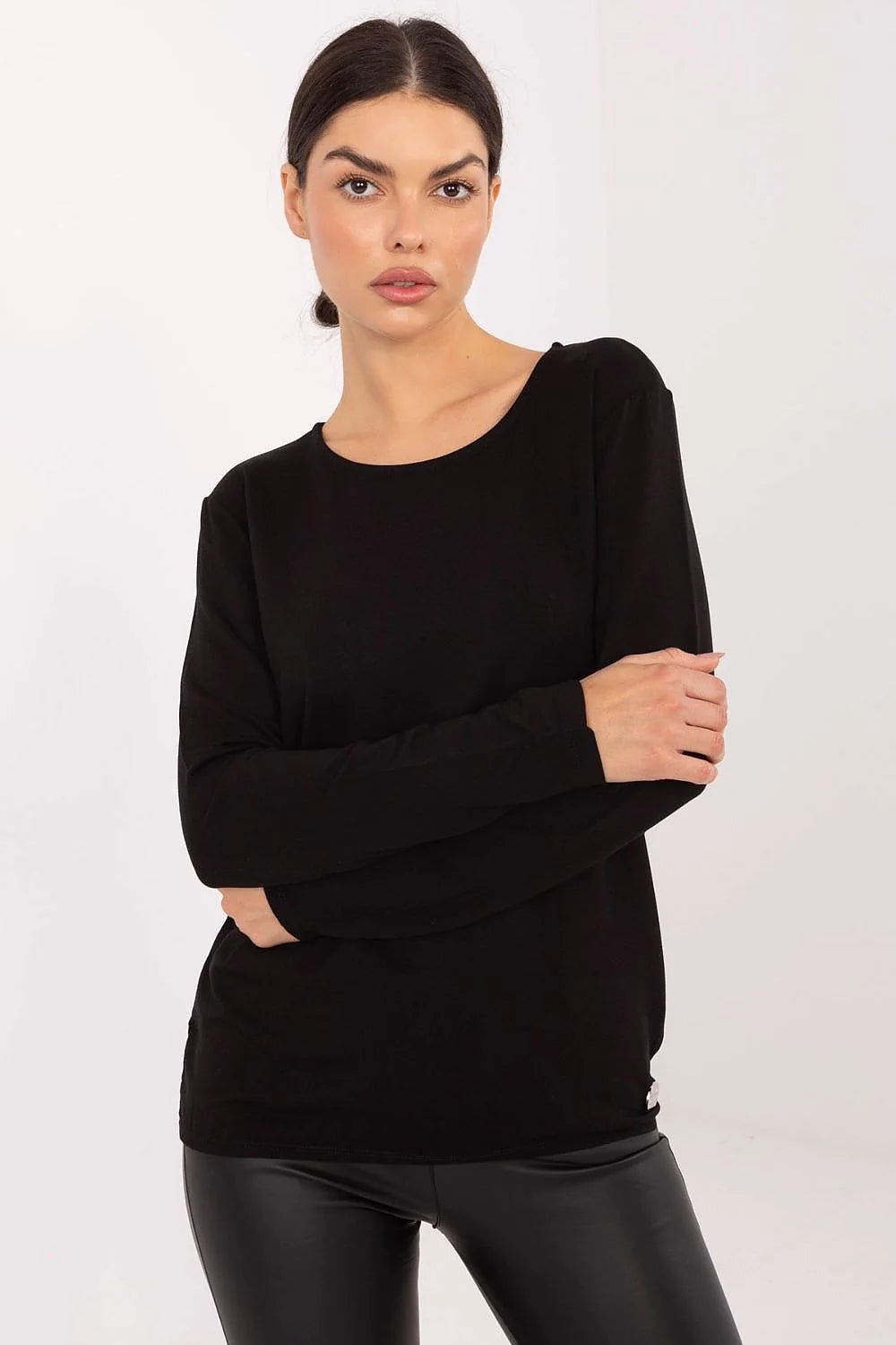 chemisier casual quotidien confortable polyvalent doux respirant modal élasthanne ajusté silhouette manches longues col rond bas élastique minimaliste