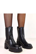 bottines femme chelsea cuir synthétique noir bout rond talon bloc moyen tige 18cm plateforme crantée élastique latéral zip intérieur élégant