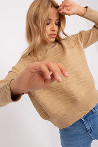 Pull pour femme style classique col montant motif torsade beige maille tricotée manches longues côtelé
