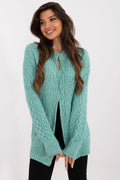 Cardigan en laine acrylique vert menthe pour femme, style classique, coupe semi-ajustée, manches longues, boutons assortis, porté occasionnel et quotidien