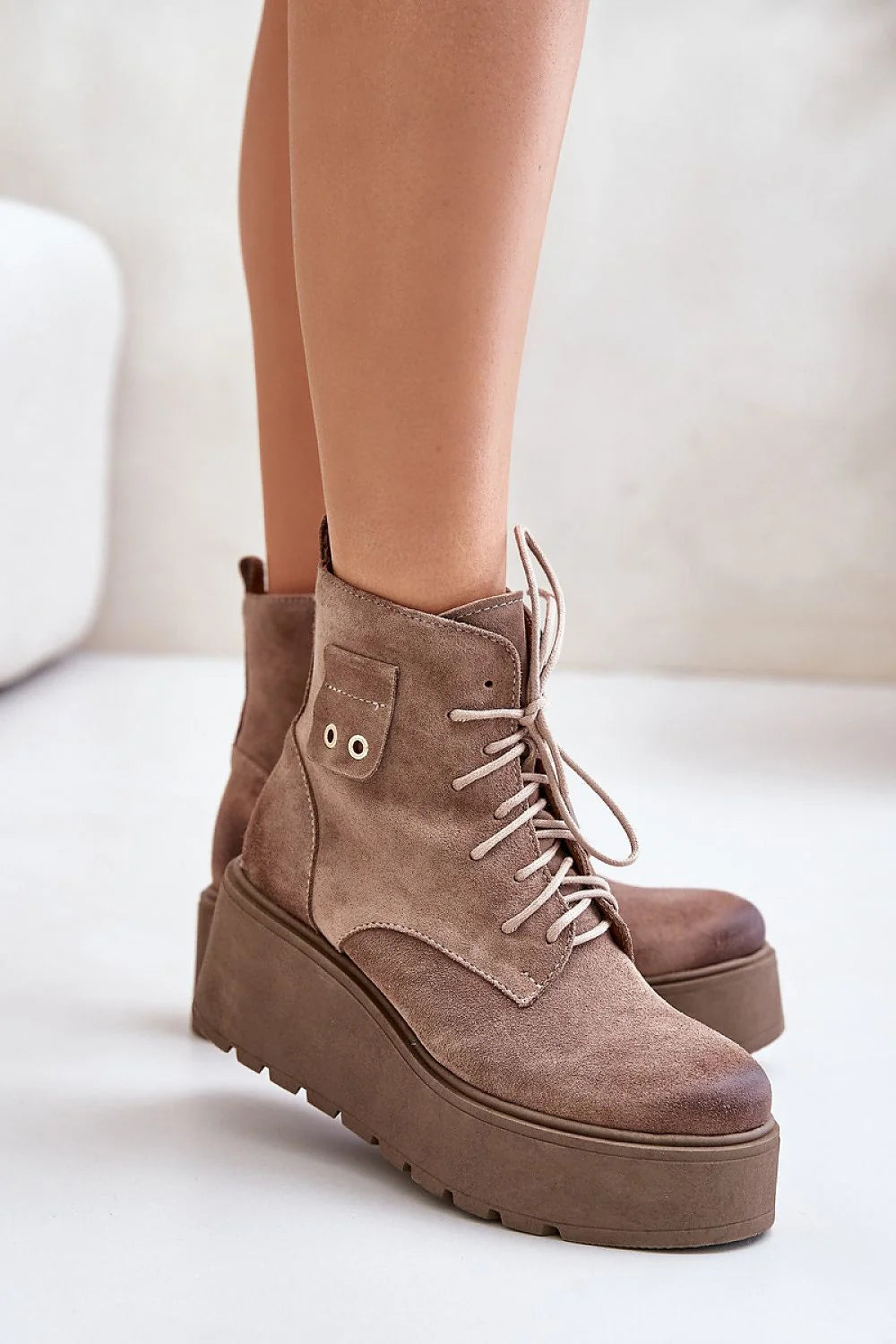 Bottes cothurnes Step in style cuir naturel plateforme talon aiguille femmes élégance automne hiver fashion