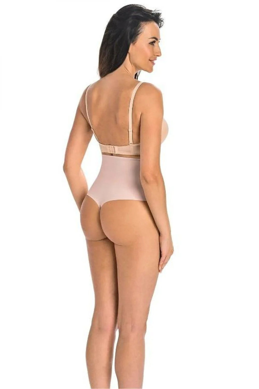 Culotte gainante à taille haute sans couture beige nude femme matière élastique large bande élastique sans silicone zone ventre hanches lisse soutien optimal