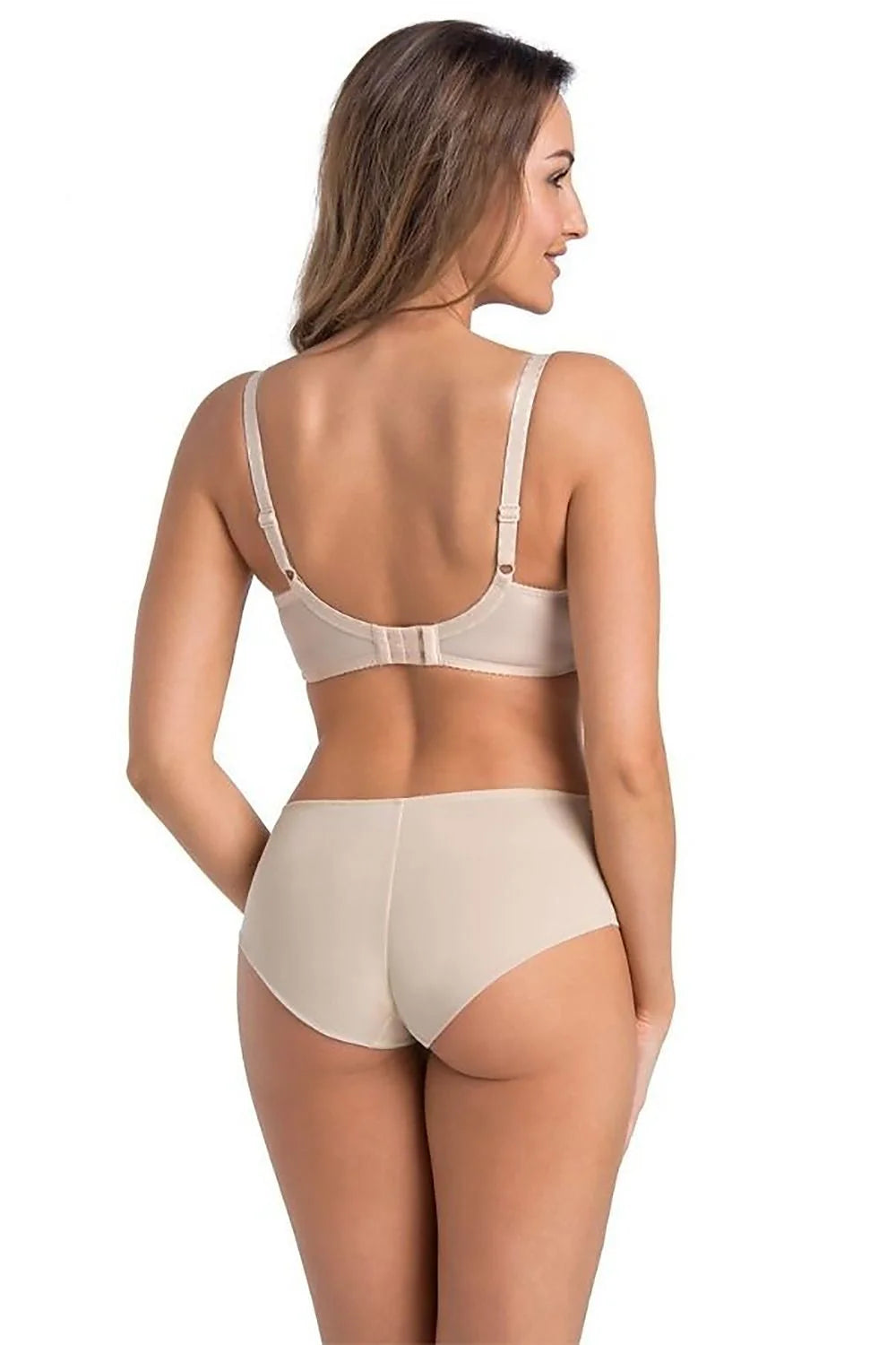 Soutien-gorge Estel beige semi-complet en microfibre dentelle florale bretelles ajustables nœud central confortable maintien parfait lingerie féminine occasion quotidienne spéciale