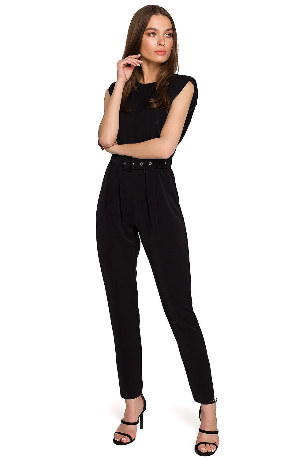 Combinaison rose pâle femme polyester chic épaules larges élégante pour occasions semi-formelles modernes