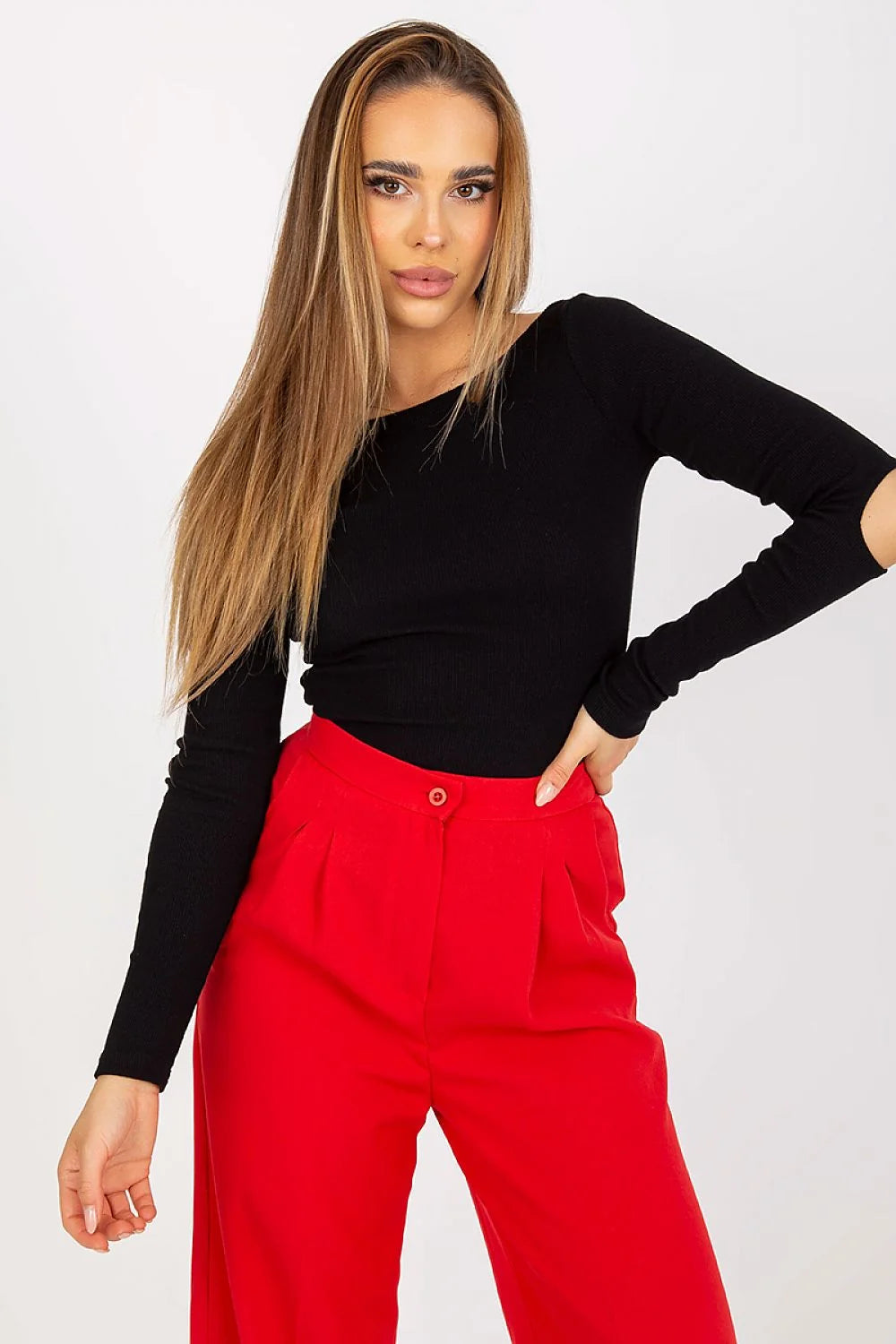Tenue chemisier et short Rue Paris manches longues encolure bateau denim taille haute femme