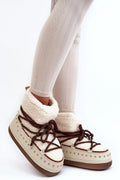 Bottes de neige pour femmes en fourrure synthétique et cuir écolo, style élégant et moderne, semelle massive, isolation intérieure, lacets épais, finitions métalliques dorées, parfait pour l'hiver quotidien