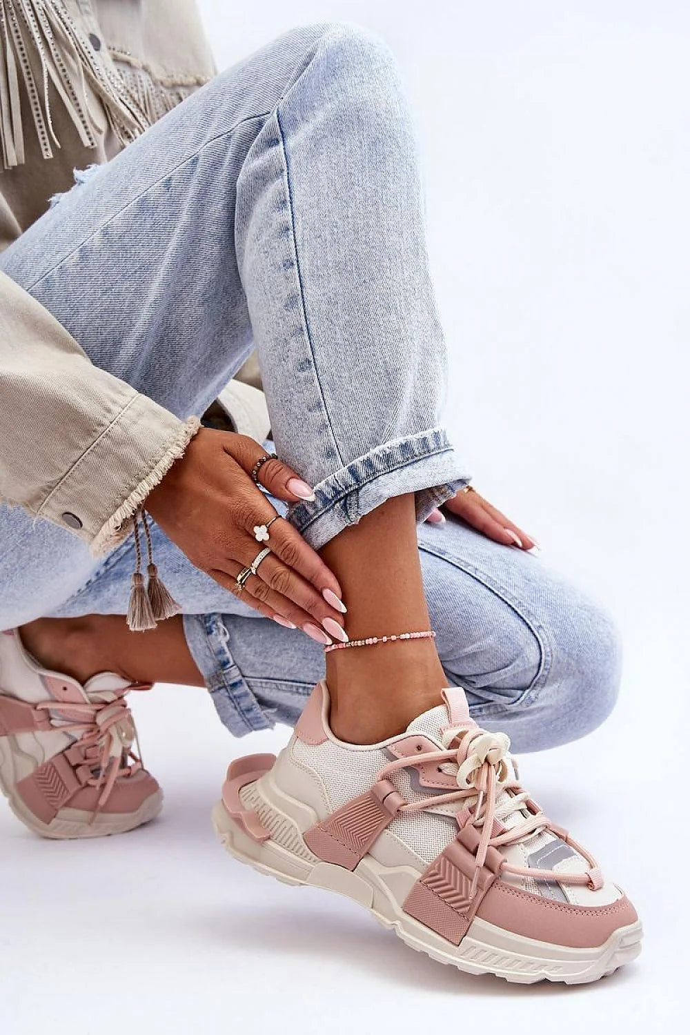 Chaussures de sport Step in style femmes cuir écologique textile semelle épaisse talon plat confortable mode urbain