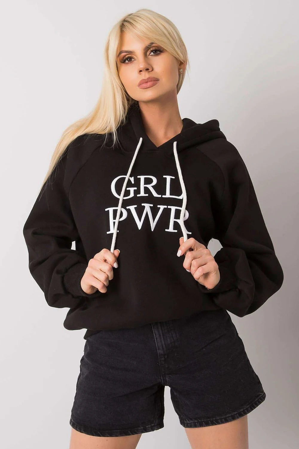 Sweatshirt femme oversize coton polyester bleu vif urbain moderne confortable manches longues GRL PWR