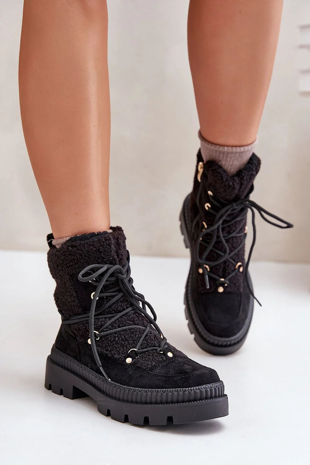 Bottines pour femmes fourrure daim haute saison froide élégance confortable zipper intérieur doublure chaude