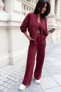Ensemble IVON 3 pièces moderne urban style couleur bordeaux profond coton polyester femmes confortable chic